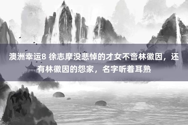 澳洲幸运8 徐志摩没悲悼的才女不啻林徽因，还有林徽因的怨家，名字听着耳熟