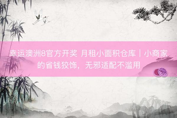 幸运澳洲8官方开奖 月租小面积仓库｜小商家的省钱狡饰，无邪适配不滥用