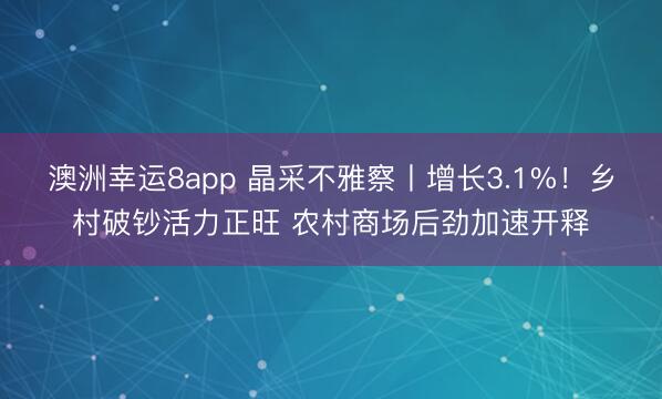 澳洲幸运8app 晶采不雅察丨增长3.1%！乡村破钞活力正旺 农村商场后劲加速开释